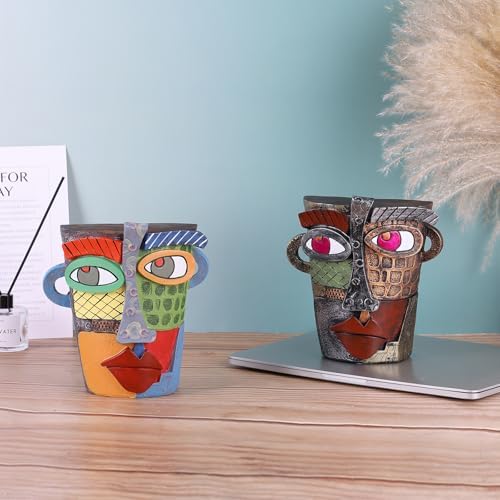 Abstract Art Face Sculpture Modern Colorful Resin Statue