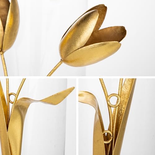 DILATATA Metal Flowers Wall Decor Gold 2 Pack