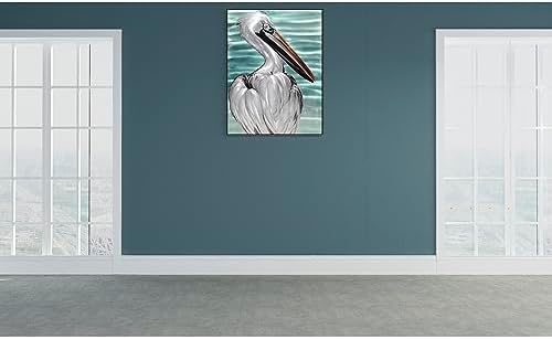 SYGALLERIER Metal Wall Art - Handcrafted Pelican Sculpture 24x16 Inch Coastal Decor