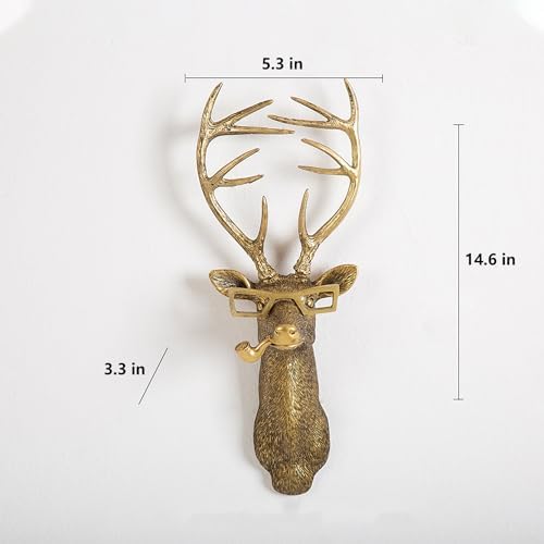 5pcs Animal Heads Wall Decor Bronze Resin Sculptures