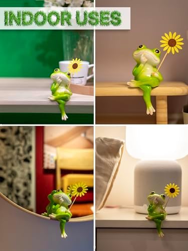 Fuzrea Funny Frog Statue with Removable Flower