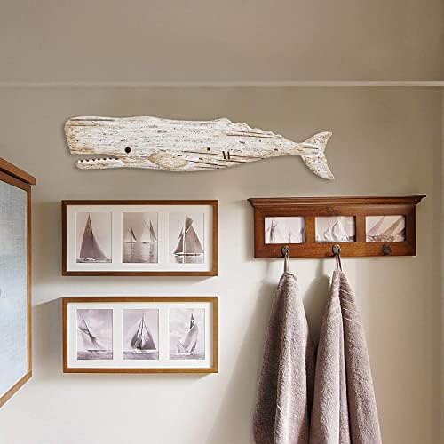 Linfevisi 295 Inch Wooden Whale Wall Sculpture