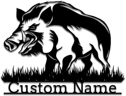 Custom Boar Head Metal Wall Art with Name