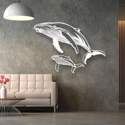 DuiDuiQ Metal Whale Wall Art Decor Modern Ocean Sculpture