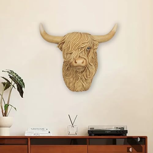 Resin Highland Cow Wall Decorations Brown