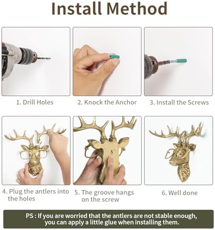 HUYIENO 4PK Animal Head Wall Decor with Gold Frame