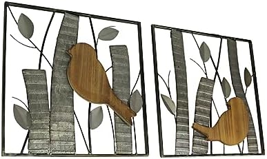 Zeckos Set of 2 Rustic Birds and Branches Wall Sculptures