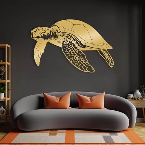 Black Metal Turtle Wall Art 35x23 Inches