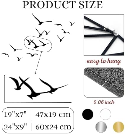 Kewhush Metal Bird Wall Art Set Black 19x7