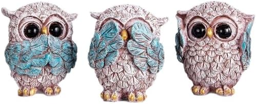 Owl Decor Statue Set of 3 Home Decor Figurine for Living Room and Office