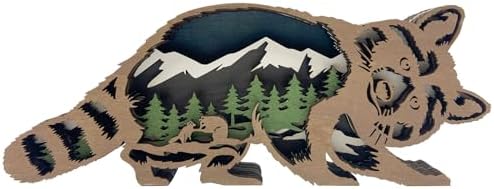 Laozai Raccoon Wooden Wall Decor Rustic Forest Scene Art