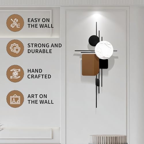 HEBOIX 3D Wall Sculptures Modern Metal Wall Art Large Decor for Living Room and Bedroom