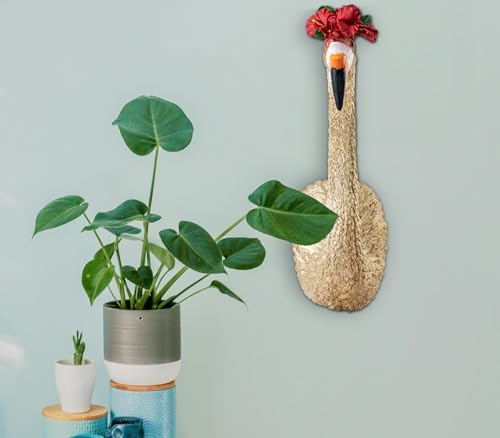 GABROC Gold Wall Decor - Large Resin Flamingo Sculpture for Hanging