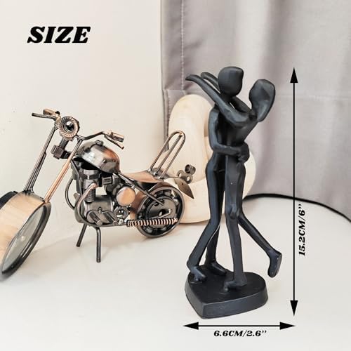 Modern Iron Couple Sculpture 6th Anniversary Gift Black Metal Art Statue
