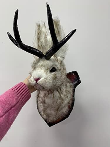 PAHAYU Antler Rabbit Head Wall Decor - 2 Pack Faux Deer Head Mount