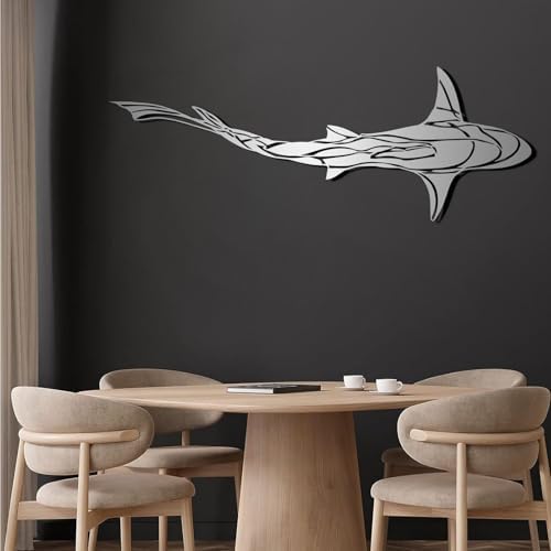 Shark Metal Wall Art 19x7 Inch Ocean Decor Sign