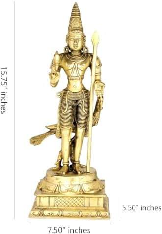 Lord Murugan Brass Statue 1575 Inch for Home Temple