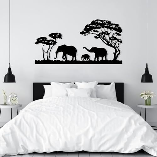 Veplsur Elephant Family Metal Wall Art Modern Safari Sculpture