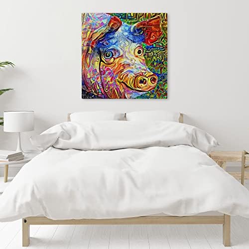 Funny Blue-Eyed Pig Canvas Wall Art Modern Farmhouse Decor