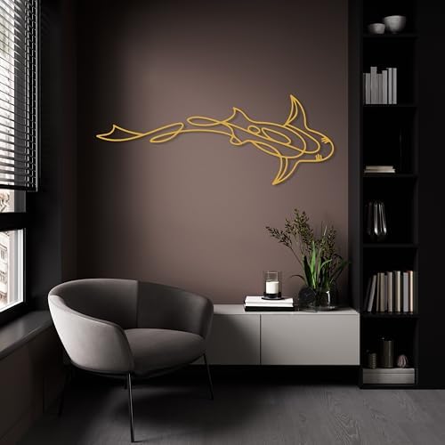 DecoSoul Metal Shark Wall Art Modern Nautical Decor