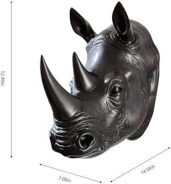 Hi-Line Gift Ltd Rhino Head Wall Art Statue Black
