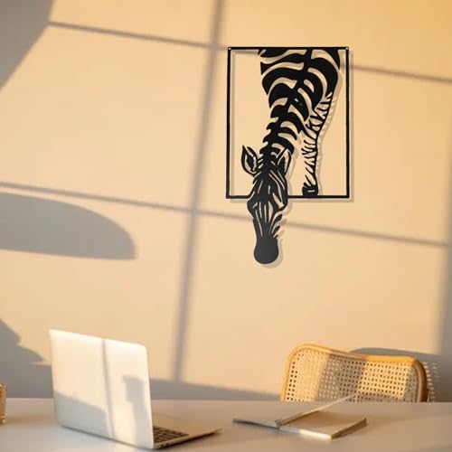 SEMMGO Black Metal Zebra Wall Sculpture Minimalist Decor