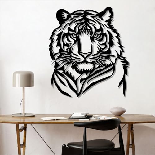 Tiger Head Metal Wall Art 19x16 Inch Decor Sign