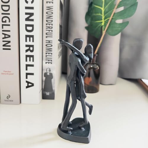 Modern Iron Couple Sculpture 6th Anniversary Gift Black Metal Art Statue