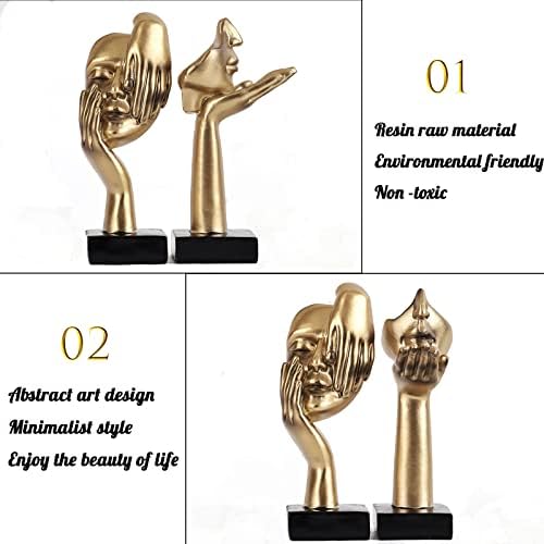 Black Gold Art Thinker Figurines 2PCS 65 Inch Home Decor