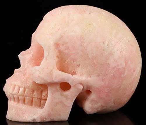 Skullis 5 Inch Pink Aragonite Crystal Skull Statue
