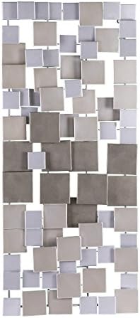 SEI Furniture Wavson Wall Sculpture Geometric Design Unique Wall Art Silver 47 x 225