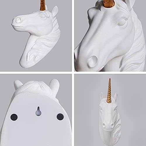White Unicorn Head Wall Sculpture With Gold Horn