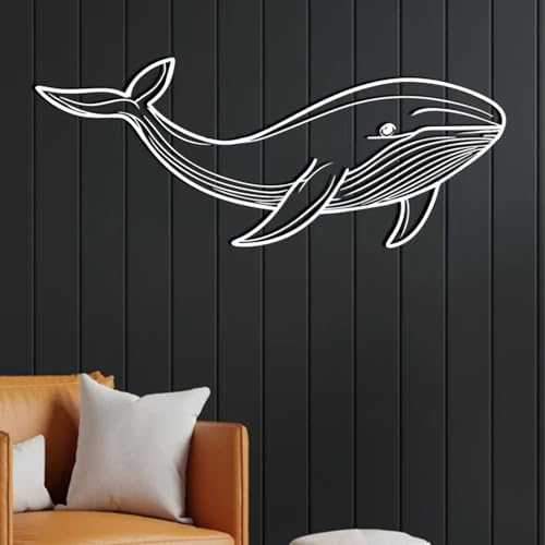ENJOYOO Whale Metal Wall Art 30x12 Inch Ocean Decor