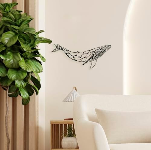 keluly Metal Wall Sculpture with Shadow Design Whale 43 x 31 cm