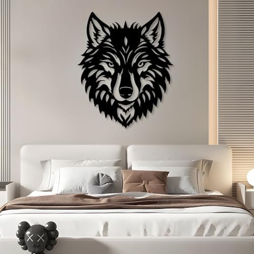 Hotuijxca Wolf Metal Wall Art Sculpture 24x19in