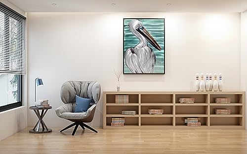 SYGALLERIER Metal Wall Art - Handcrafted Pelican Sculpture 24x16 Inch Coastal Decor