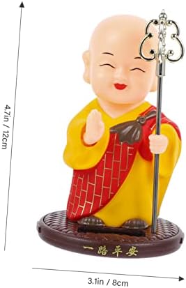GLEAVI Shaking Head Monk Statue Figurine Zen Decor Car Ornament
