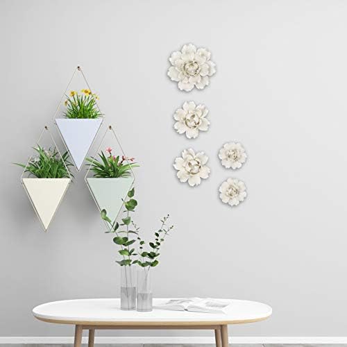 LIUCOGXI 5 Pcs White Ceramic Peony Wall Sculpture