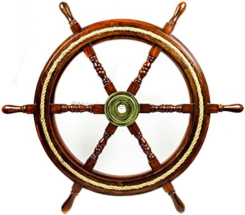 Nagina International 42 Inch Nautical Ship Wheel Wall Sculpture