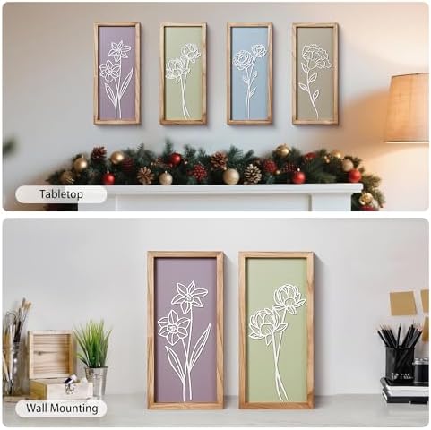 HKBS 3D Flower Wall Art Set of 4 Decor