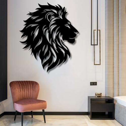 Lion Head Wall Art Sculpture - 120x101cm Modern Decor