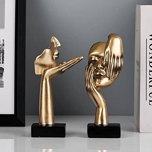 Black Gold Art Thinker Figurines 2PCS 65 Inch Home Decor