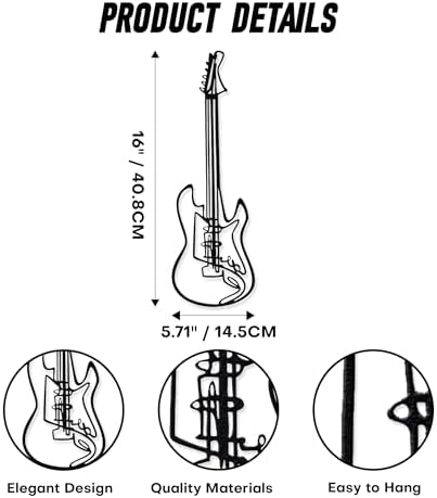 Elegant Guitar Wall Art Metal Decor for Home Office