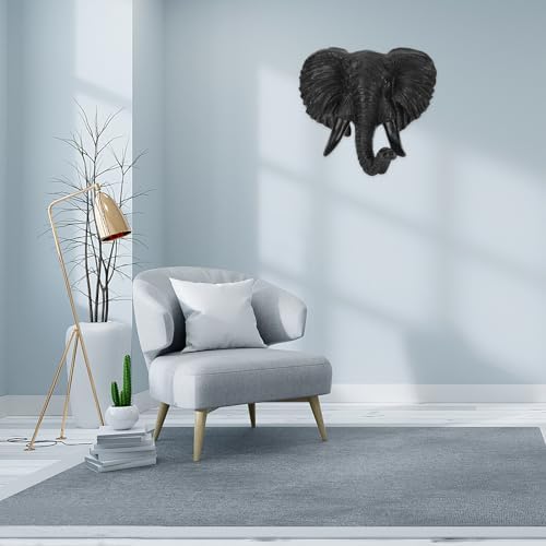 Luxshiny Elephant Head Wall Decor 3D Resin Sculpture