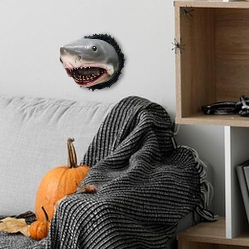 Shark Wall Mounted Trophy Sculpture Realistic Shark Head Decor