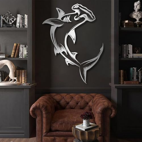 Tawinone Shark Metal Wall Art 76x58 cm Black Wall Decor