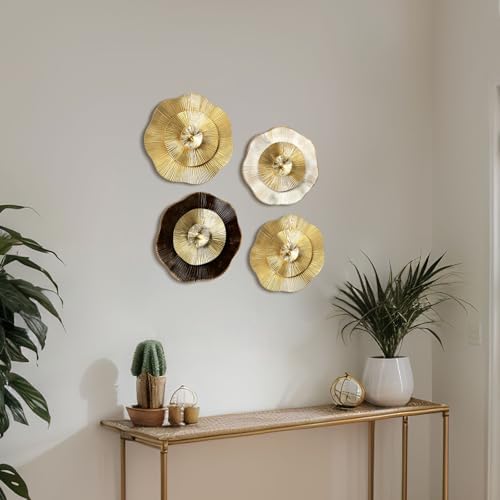 Shimeyao 4 Pcs 12 Inch Gold Metal Wall Decor Sculptures
