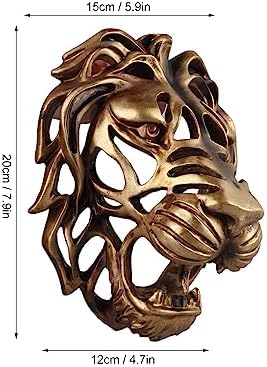 PerGar Gold Lion Head Wall Decor Sculpture