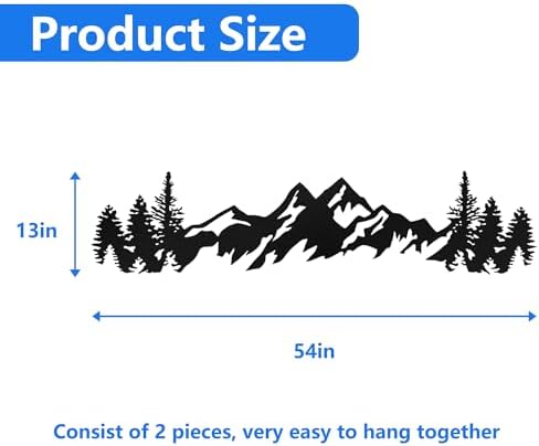 Royxen Metal Mountain Wall Art 54 Inch Long