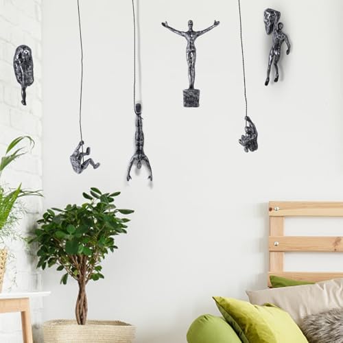 Set of 6 Climbing Man Wall Art Sculptures